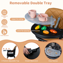 Removable double tray with three adjustment positions and cleaning details