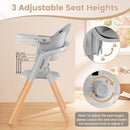 Grey high chair seat adjustment and rear locking knob