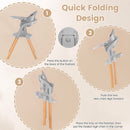 Grey high chair folding sequence with child removed