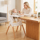 Beige/White convertible high chair used for supervised seated feeding