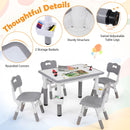 Adjustable Activity Table and Four Chairs with Storage Baskets – storage baskets and adjustment detail