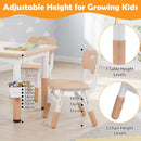 Adjustable Activity Table and Four Chairs with Storage Baskets – natural set height adjustments