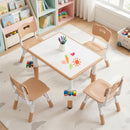 Adjustable Activity Table and Four Chairs with Storage Baskets – natural set viewed from above