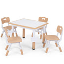 Adjustable Activity Table and Four Chairs with Storage Baskets – natural table with four chairs