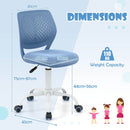 Adjustable Armless Kids Desk Chair with Padded Seat – Blue, view 6
