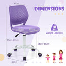 Adjustable Armless Kids Desk Chair with Padded Seat – Purple, view 4