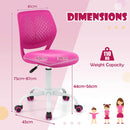 Adjustable Armless Kids Desk Chair with Padded Seat – Pink, view 5