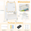 Easel, stool and tabletop dimensions with included accessories