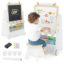 Natural and white easel and stool with drawing accessories