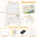 Easel, stool and tabletop dimensions with included accessories