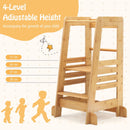 Adjustable Bamboo Learning Tower with Four Platform Heights – four adjustable platform positions