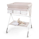 Adjustable Folding Baby Change Table with Wheels – beige changing table with side storage
