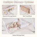 Adjustable Folding Baby Change Table with Wheels – zippered storage compartment towel rail and shelf