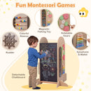 Adjustable Kids Activity Tower with Chalkboard Slide – attached abacus gears fishing game and xylophone