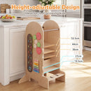 Adjustable Kids Activity Tower with Chalkboard Slide – platform and lower-step adjustment