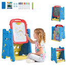 Adjustable Kids Art Easel with Book Rack and Drawing Table – Red & Blue, view 4
