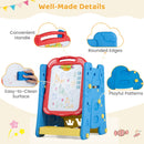 Adjustable Kids Art Easel with Book Rack and Drawing Table – Red & Blue, view 11
