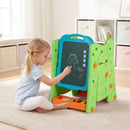 Adjustable Kids Art Easel with Book Rack and Drawing Table – Blue & Green, view 1
