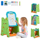 Adjustable Kids Art Easel with Book Rack and Drawing Table – Blue & Green, view 4