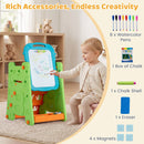 Adjustable Kids Art Easel with Book Rack and Drawing Table – Blue & Green, view 10