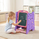 Adjustable Kids Art Easel with Book Rack and Drawing Table – Pink & Purple, view 1