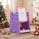 Adjustable Kids Art Easel with Book Rack and Drawing Table – Pink & Purple, view 2