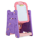 Adjustable Kids Art Easel with Book Rack and Drawing Table – Pink & Purple, view 3
