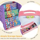 Adjustable Kids Art Easel with Book Rack and Drawing Table – Pink & Purple, view 8