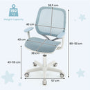 Adjustable Kids Mesh Desk Chair with Armrests – Blue, view 5