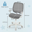 Adjustable Kids Mesh Desk Chair with Armrests – Grey, view 5