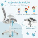 Adjustable Kids Mesh Desk Chair with Armrests – Grey, view 7