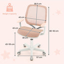 Adjustable Kids Mesh Desk Chair with Armrests – Pink, view 5