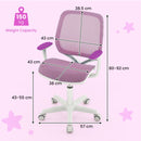 Adjustable Kids Mesh Desk Chair with Armrests – Purple, view 5