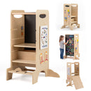 Adjustable Wooden Activity Tower with Chalkboard and Games – activity tower and removable chalkboard