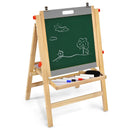 Adjustable Wooden Art Easel with Chalkboard, Whiteboard and Paper Roll – chalkboard side