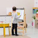 Adjustable Wooden Art Easel with Chalkboard, Whiteboard and Paper Roll – easel during drawing time