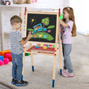 Adjustable Wooden Art Easel with Paper Roll and Magnetic Letters – Multicolour, view 2