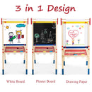 Adjustable Wooden Art Easel with Paper Roll and Magnetic Letters – Multicolour, view 6