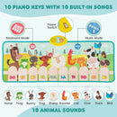 Animal Sounds Floor Piano Mat with 10 Keys: keyboard modes and ten animal sounds