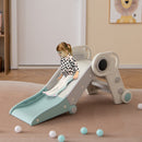 Astronaut Folding Toddler Slide with Climbing Steps – blue slide in a playroom