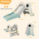Astronaut Folding Toddler Slide with Climbing Steps – open and folded dimensions
