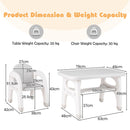 Grey dinosaur table and one chair: dimensions and maximum table and chair loads