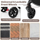 Grey reversible stroller, front swivel locks and rear foot brake