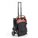 Pink folding stroller, folded stroller with telescoping pull handle
