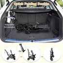 Grey sit and stand double stroller, folding sequence and storage lock