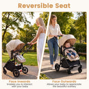Reversible folding stroller, Beige, reversible seat