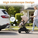 Reversible folding stroller, Beige, high landscape/pollution panel