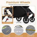 Reversible folding stroller, Beige, wheel and brake panel