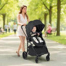 Reversible folding stroller, Black, lifestyle view