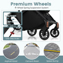 Reversible folding stroller, Black, wheel and brake panel
